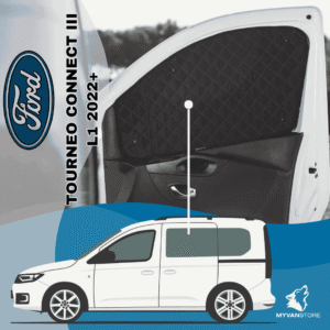 Rideaux occultants et isolants thermiques pare-soleil MyVanStore, conçus pour améliorer le confort et l’isolation des vans aménagés et camping-cars, compatibles avec Ford Tourneo Connect III L1 (à partir de 2022)