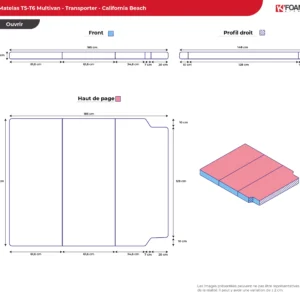Matelas pliable pour Volkswagen T5 T6 T6.1 Transporter Multivan Caravelle et California Beach MyVanStore conçu pour van aménagé et camping car afin d’offrir un couchage confortable et optimiser l’aménagement intérieur
