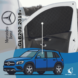 Rideaux occultants et isolants thermiques pare-soleil MyVanStore, conçus pour améliorer le confort et l’isolation des vans aménagés et camping-cars, compatibles avec Mercedes-Benz GLB200 (à partir de 2019)
