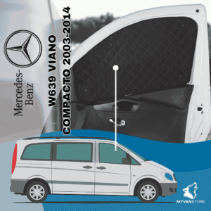 Rideaux occultants et isolants thermiques pare-soleil MyVanStore, conçus pour améliorer le confort et l’isolation des vans aménagés et camping-cars, compatibles avec Mercedes-Benz W639 Marco Polo (2003–2014) avec capteur
