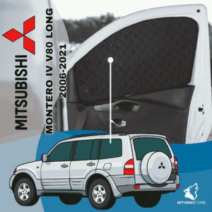 Rideaux occultants et isolants thermiques pare-soleil MyVanStore, conçus pour améliorer le confort et l’isolation des vans aménagés et camping-cars, compatibles avec Mitsubishi Montero IV V80 Long (2006–2021)
