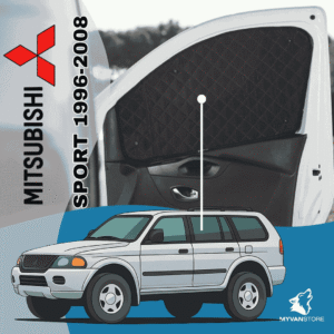 Rideaux occultants et isolants thermiques pare-soleil MyVanStore, conçus pour améliorer le confort et l’isolation des vans aménagés et camping-cars, compatibles avec Mitsubishi Sport (1996–2008)
