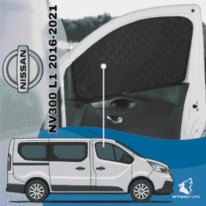 Rideaux occultants et isolants thermiques pare-soleil MyVanStore, conçus pour améliorer le confort et l’isolation des vans aménagés et camping-cars, compatibles avec Nissan NV300 L1 (2016–2021)