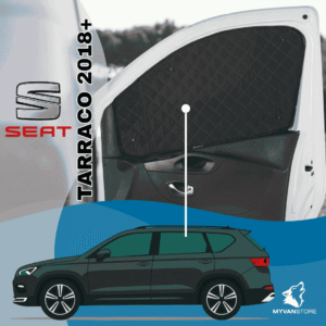 Rideaux occultants et isolants thermiques pare-soleil MyVanStore, conçus pour améliorer le confort et l’isolation des vans aménagés et camping-cars, compatibles avec SEAT Tarraco (à partir de 2018)