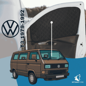 Rideaux occultants et isolants thermiques pare soleil Volkswagen T3 1979 1992 pour van aménagé et camping car MyVanStore afin d’améliorer le confort intérieur et l’isolation thermique