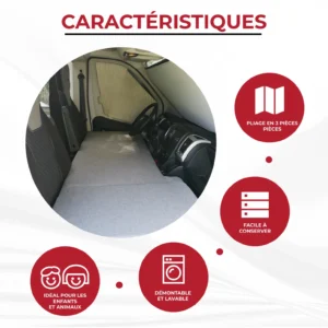 Materasso anteriore per cabina Mercedes Vito Viano W639 W647 cambio automatico MyVanStore progettato per furgoni camperizzati e camper per offrire un posto letto confortevole e ottimizzare lo spazio tra i sedili anteriori.