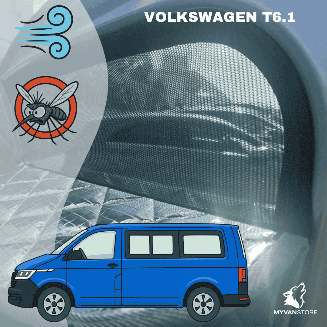 Isolants latéraux de cabine aimantés avec rabat et moustiquaire VW T6.1