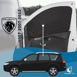 Rideaux occultants et isolants thermiques pare-soleil MyVanStore, conçus pour améliorer le confort et l’isolation des vans aménagés et camping-cars, compatibles avec Peugeot 4007 (2007–2012)