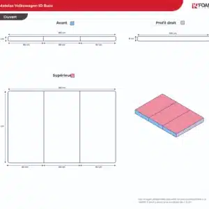 Matelas pliable arrière pour Volkswagen ID Buzz MyVanStore conçu pour van aménagé et camping car afin d’offrir un couchage confortable et optimiser l’espace intérieur